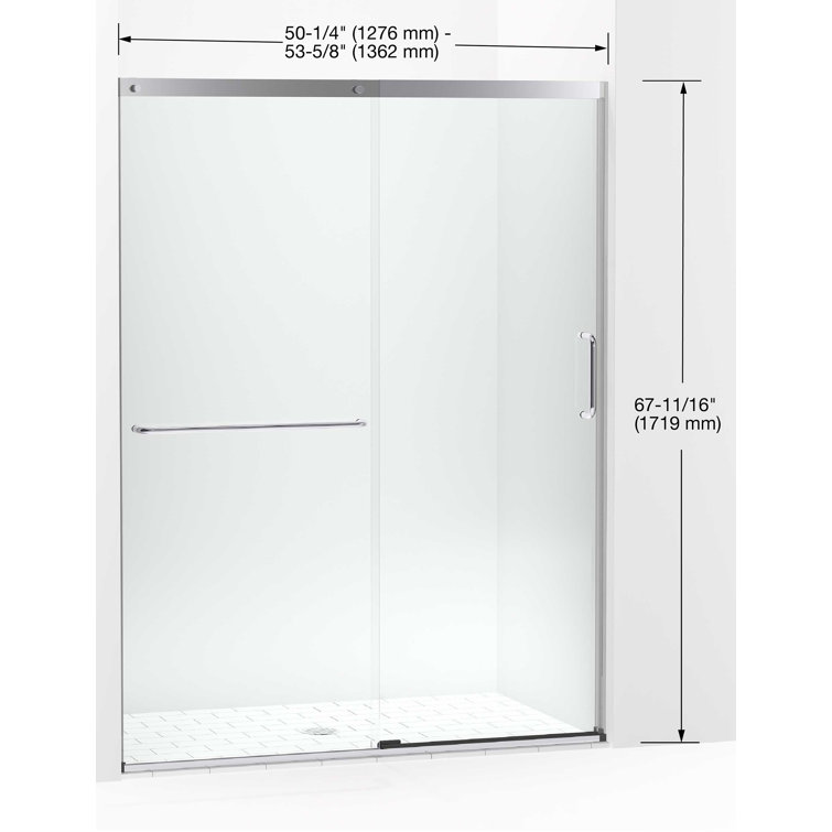 Elate Frameless Sliding Shower Door with Clear Glass and Nickel Finish
