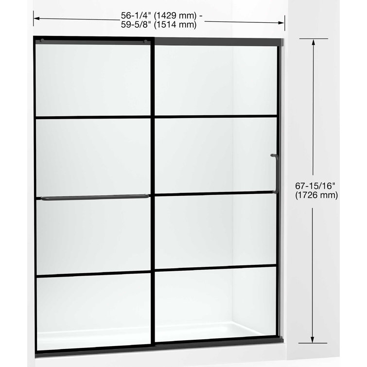 Elate Matte Black Sliding Shower Door with Frosted Glass