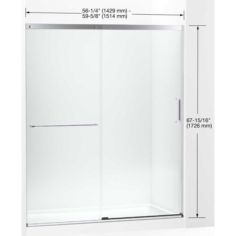 Bright Silver Frameless Sliding Shower Door with Frosted Glass