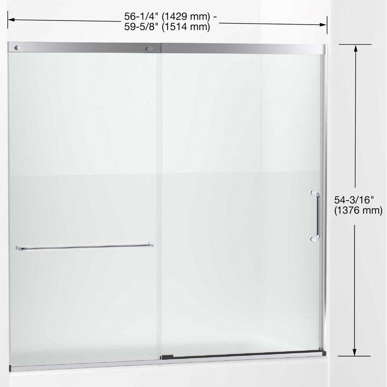 Elate Frameless Sliding Bath Door with Nickel Finish and Clear Glass
