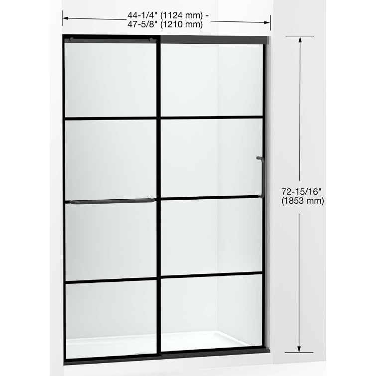 Matte Black Tall Sliding Shower Door with Frosted Glass