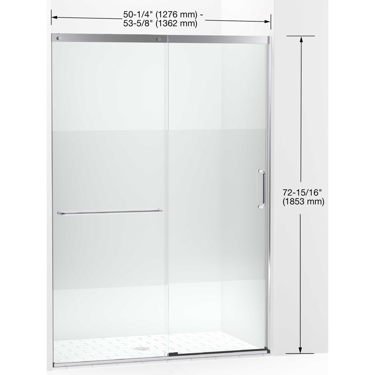 Elate Frameless Nickel Sliding Shower Door with Clear Glass