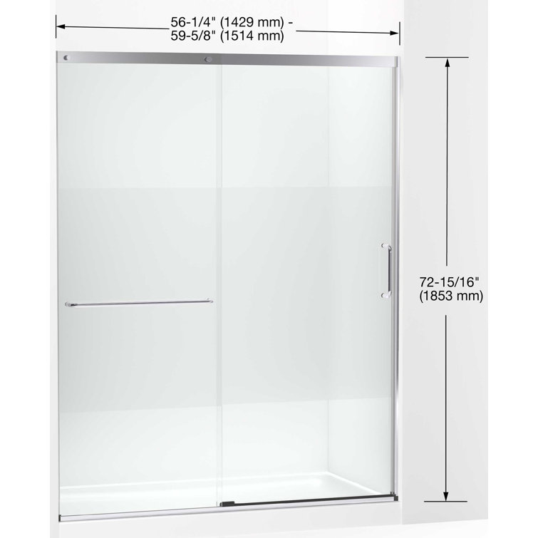 Elate Bright Silver Frameless Sliding Shower Door with Crystal Clear Glass