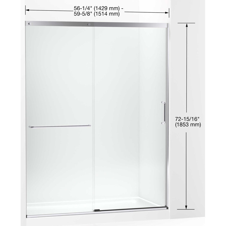 Elate Frameless Nickel Sliding Shower Door with Crystal Clear Glass