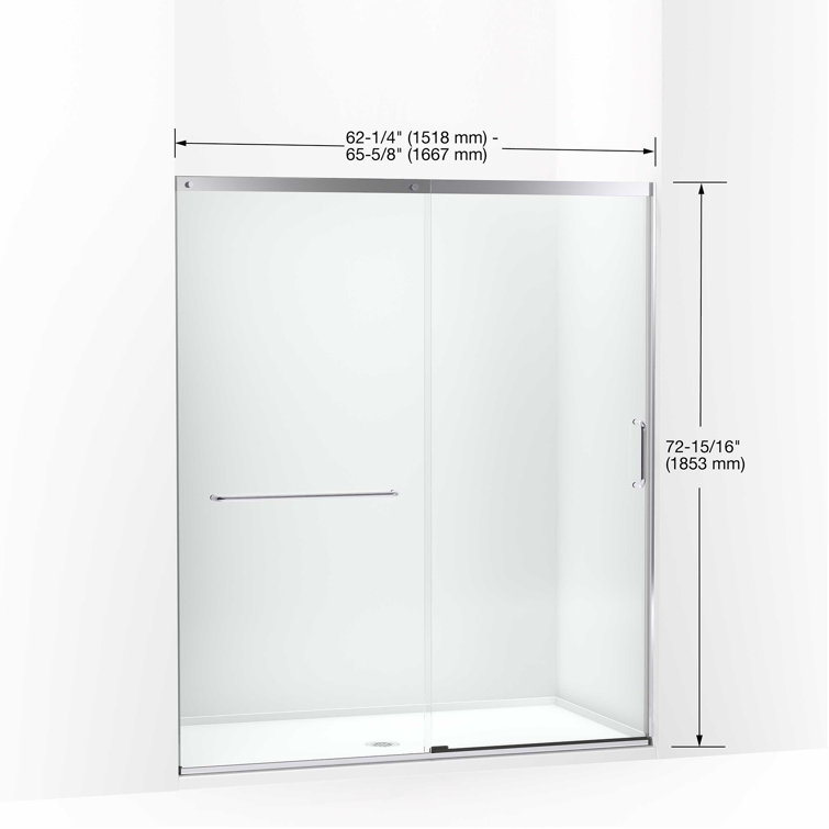 Elate Frameless Matte Black Sliding Shower Door with Clear Glass
