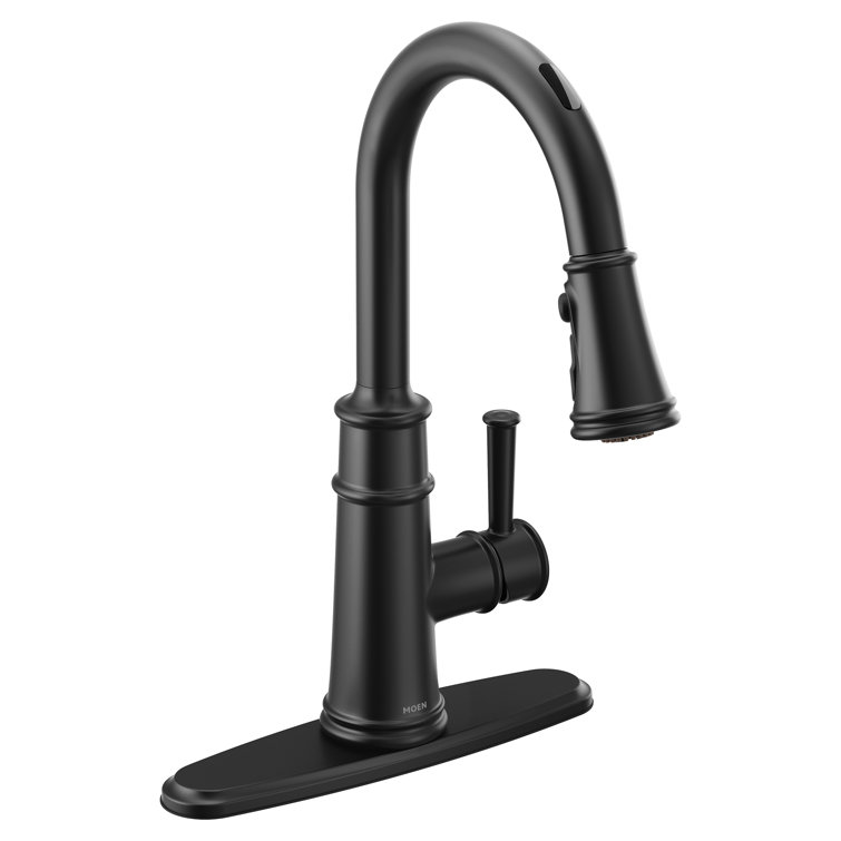 Matte Black Stainless Steel Pull-Down Kitchen Faucet with Spray