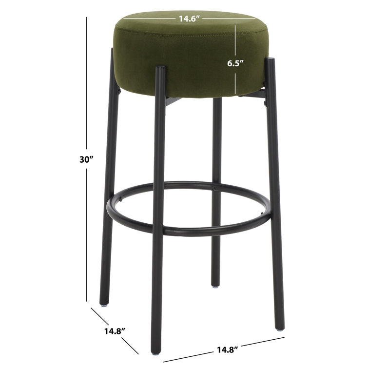 Forest Green Velvet and Black Metal Counter Stool