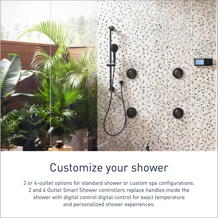 Matte Black Wall-Mounted Digital Shower Controller with LCD Screen