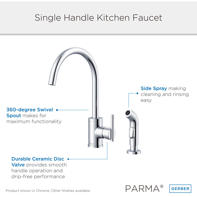 Stainless Steel Single Handle Kitchen Faucet with Side Spray