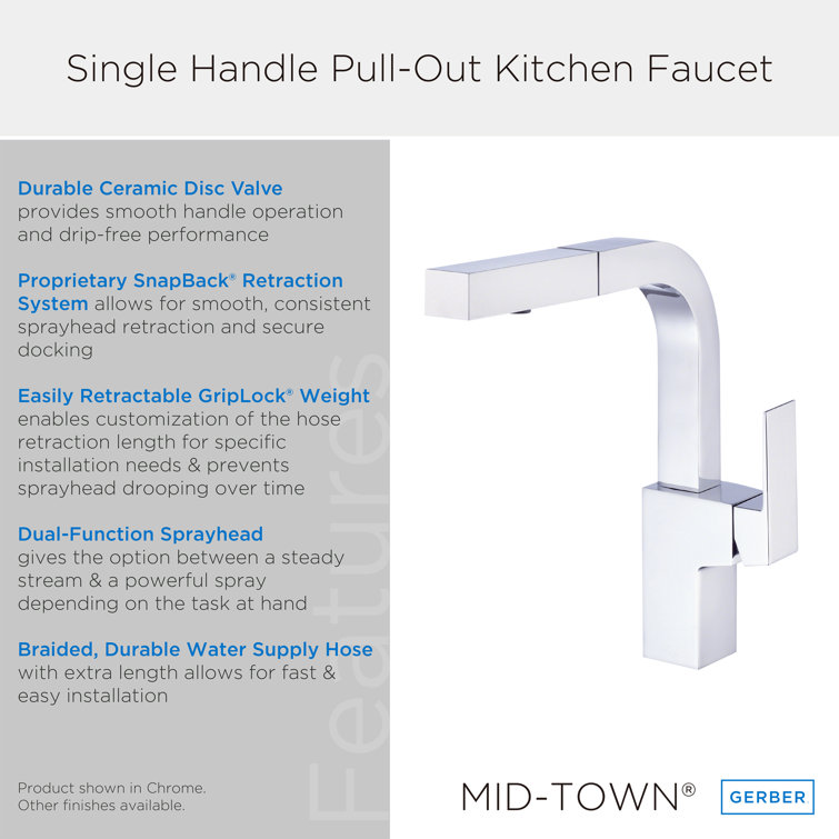 Stainless Steel Single Handle Pull-Out Kitchen Faucet