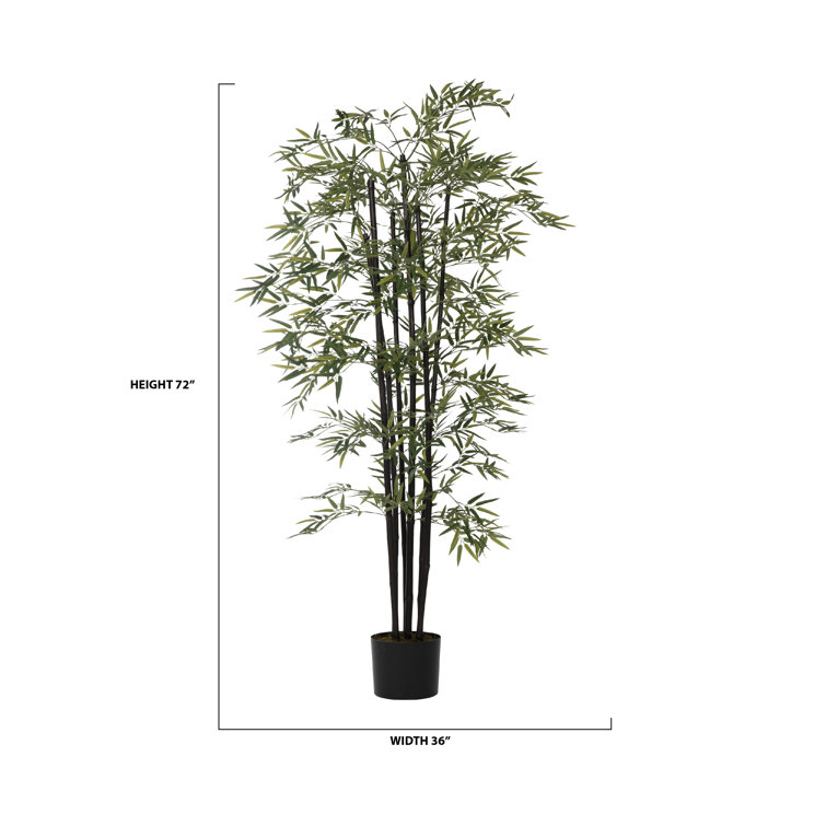 72" Tall Green Bamboo Tree with Black Poles in Eco Planter