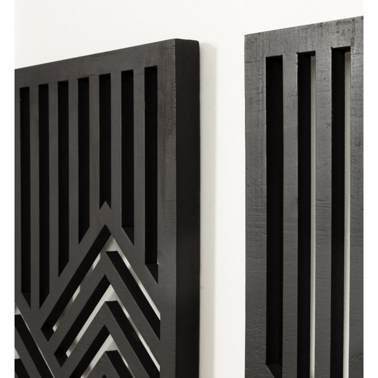 Black and Gray Modern Wood 2-Piece Wall Art Set