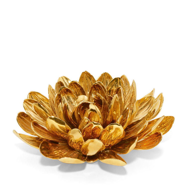 Handmade Gilded Porcelain Dahlia Flower Sculpture