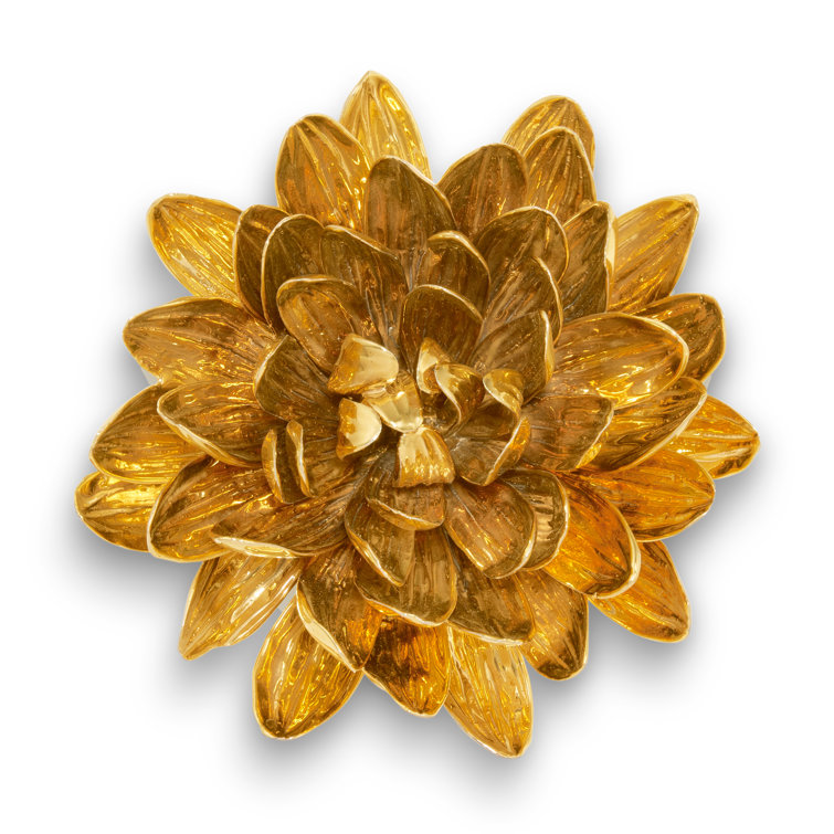 Handmade Gilded Porcelain Dahlia Flower Sculpture