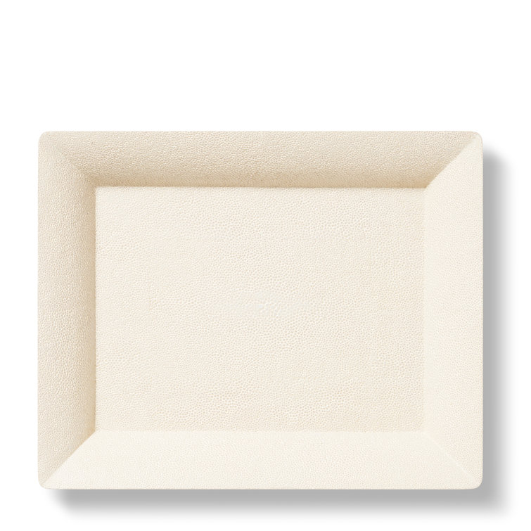 Cream Shagreen Handmade Rectangular Serving Tray