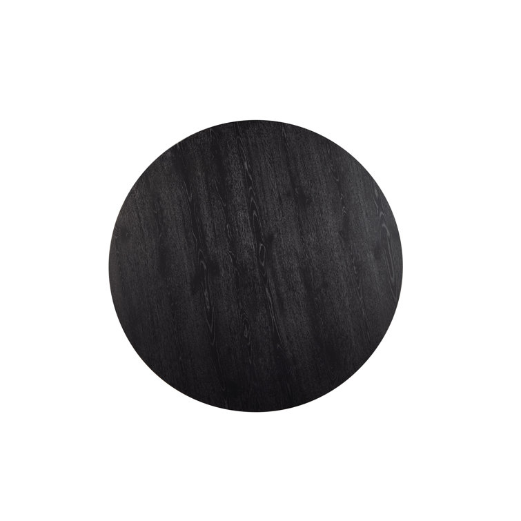 Vintage Black Round Pedestal Dining Table with Reclaimed Wood