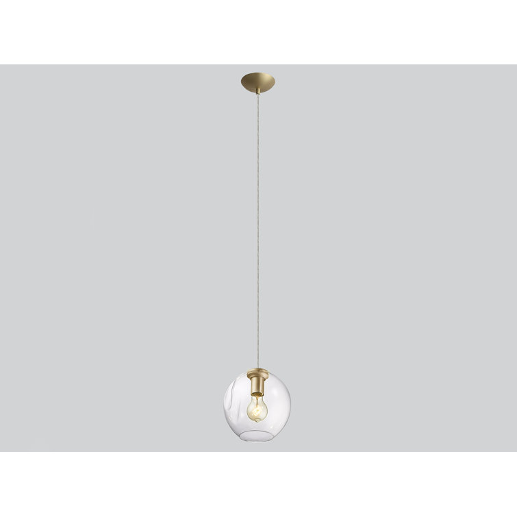 Fairfax Mini Globe Pendant in Brushed Brass with Hand-Blown Glass