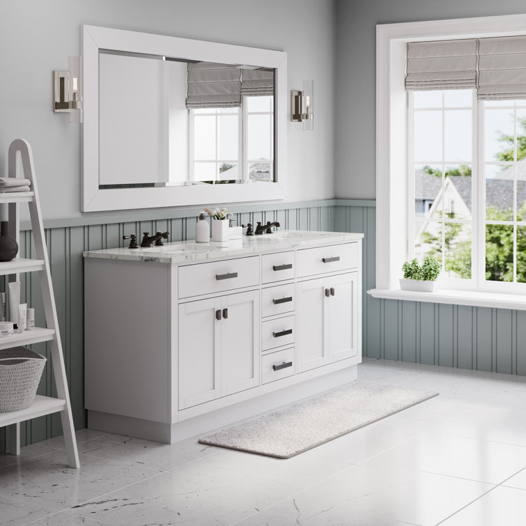 Hartford 72" Pure White Double Sink Bathroom Vanity with Carrara Marble