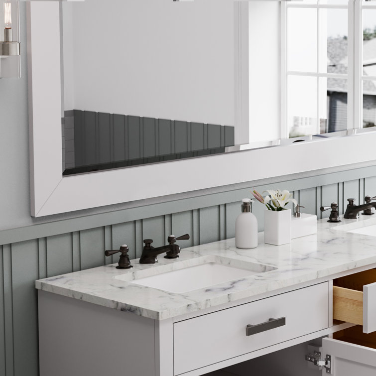 Hartford 72" Pure White Double Sink Bathroom Vanity with Carrara Marble