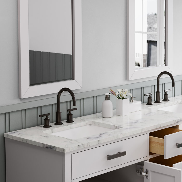 Hartford 72" Pure White Double Sink Vanity with Carrara Marble Countertop