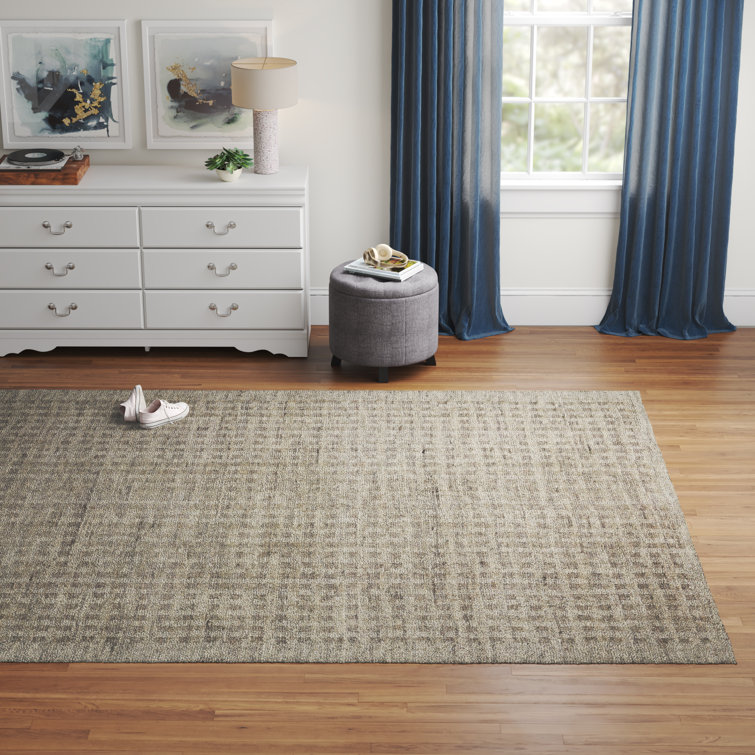 Charcoal Shadowbox 5' x 7' Hand-Woven Wool Area Rug