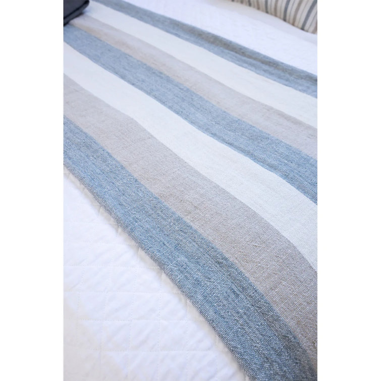 Queen Knitted Beige Cotton Throw Blanket