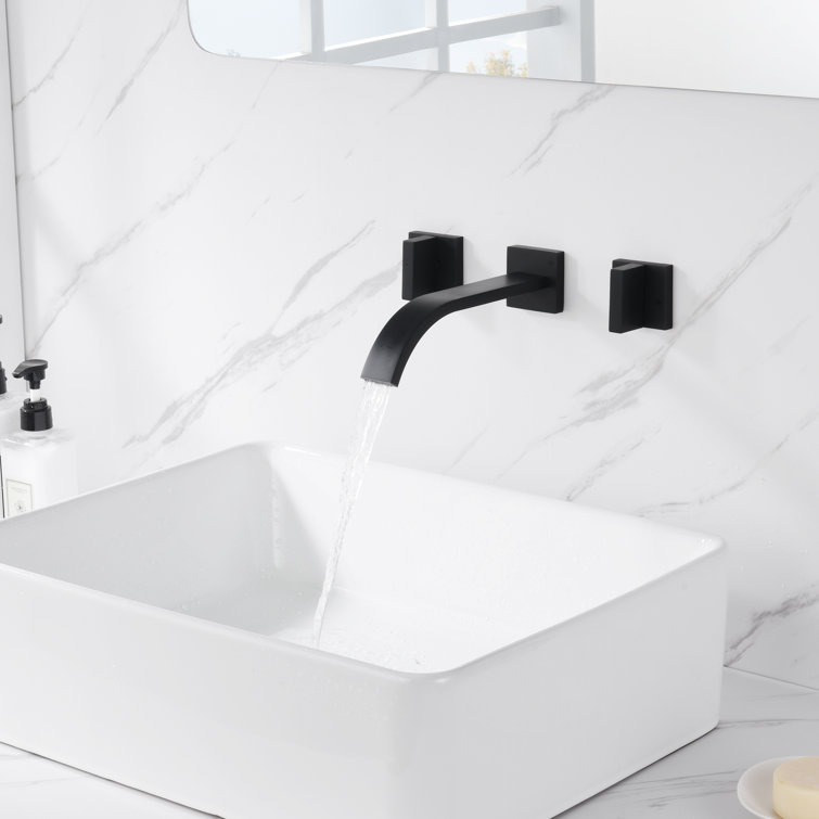 Matte Black Wall Mount Bathroom Faucet with Dual Handles