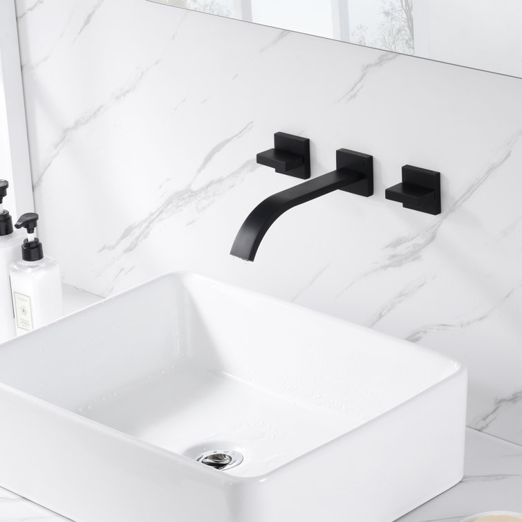 Matte Black Wall Mount Bathroom Faucet with Dual Handles