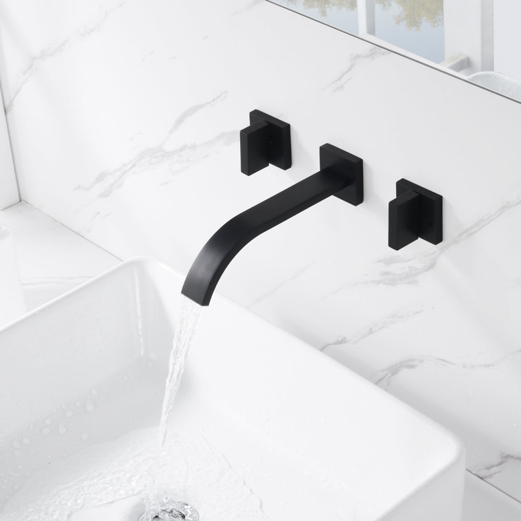 Matte Black Wall Mount Bathroom Faucet with Dual Handles