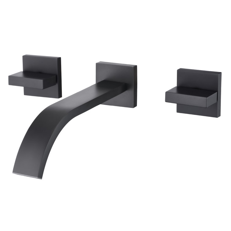 Matte Black Wall Mount Bathroom Faucet with Dual Handles