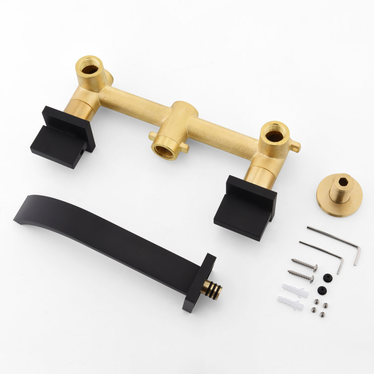 Matte Black Wall Mount Bathroom Faucet with Dual Handles