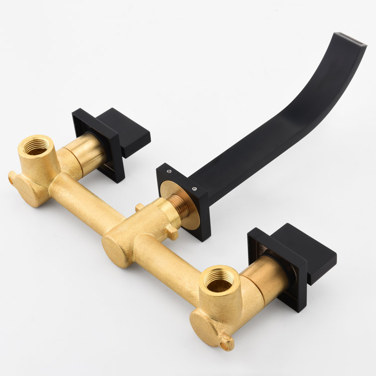Matte Black Wall Mount Bathroom Faucet with Dual Handles
