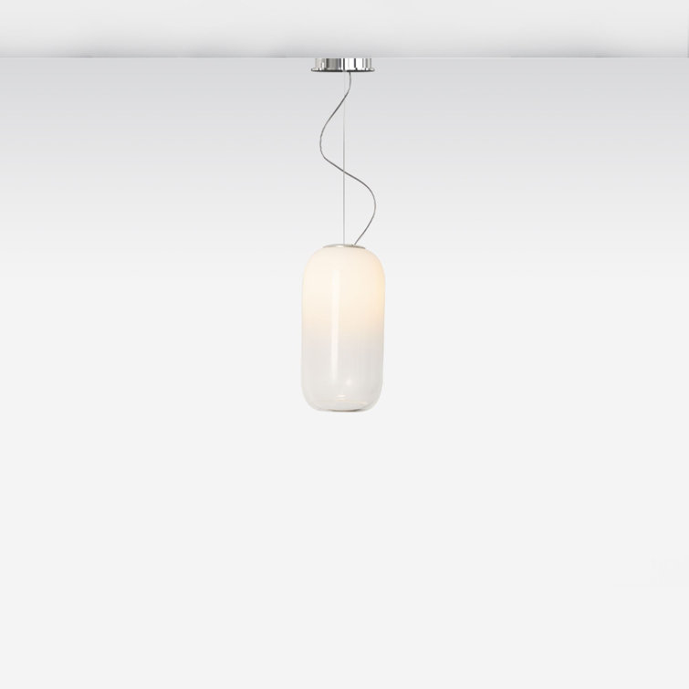 Chrome and White Handblown Glass Mini LED Pendant Light