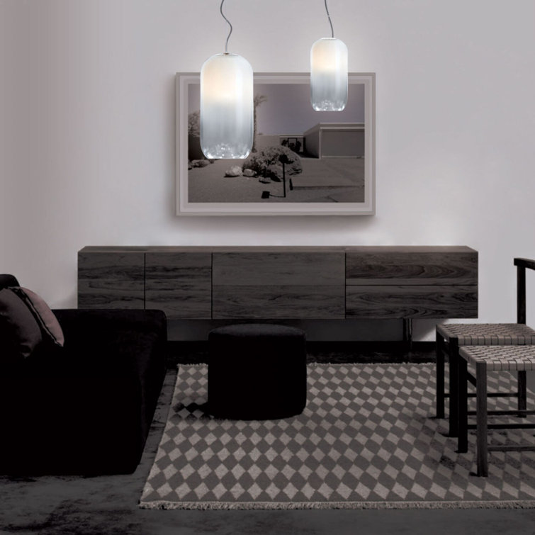 Chrome and White Handblown Glass Mini LED Pendant Light