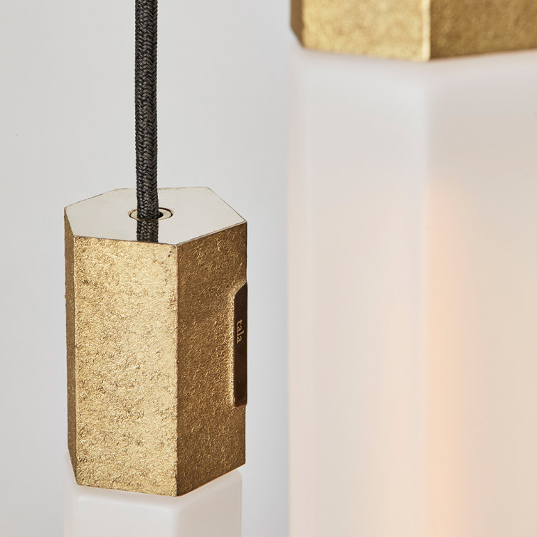 Ethereal Basalt 9-Light Hexagonal Brass & Glass LED Pendant