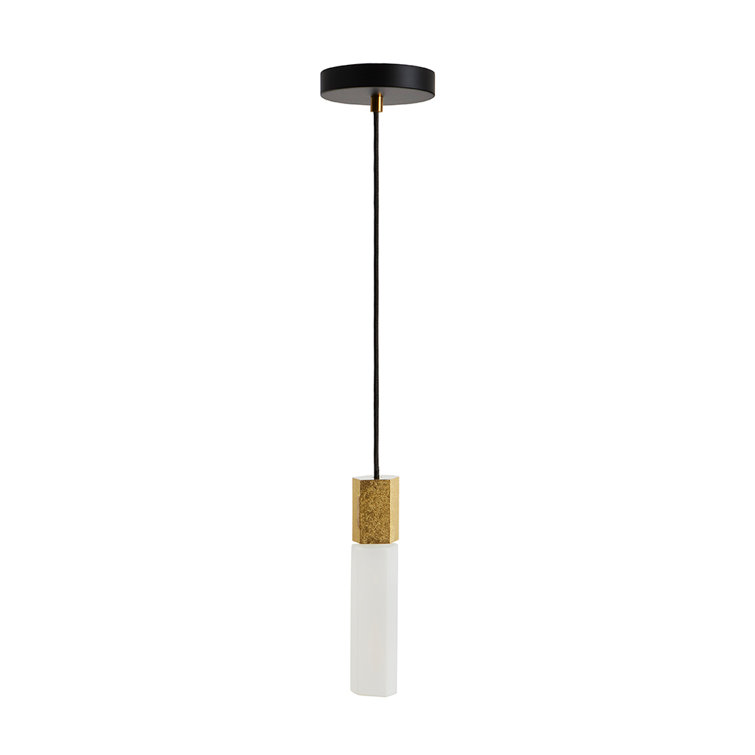 HexaLuxe Mini Brass & Frosted Glass LED Pendant Light