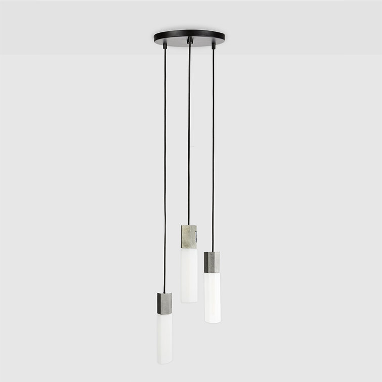 Basalt Hexagonal Cluster Pendant with Brass Finish and Black Cord