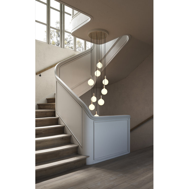 Brass 9-Light Globe LED Indoor/Outdoor Chandelier