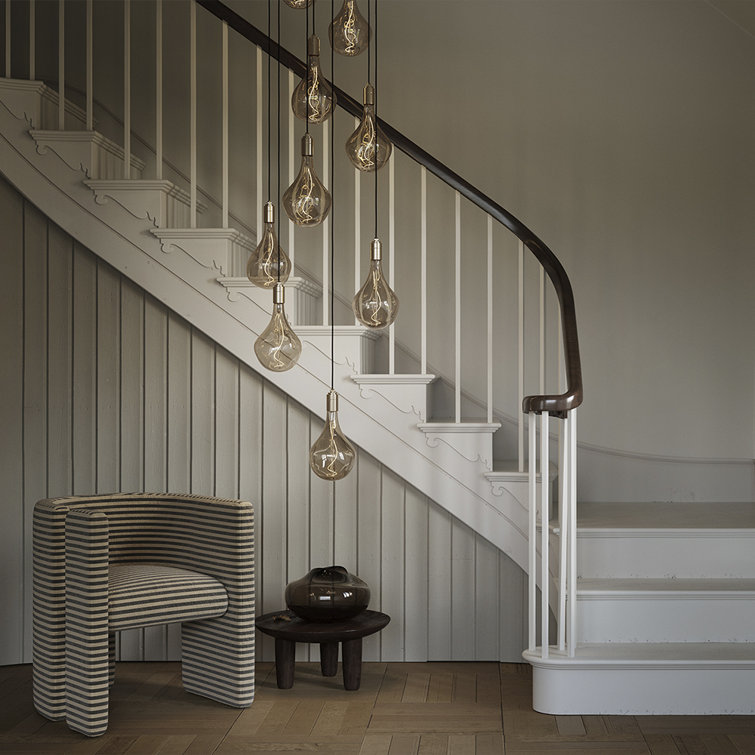 Spiral Fibonacci Organic Hand-Blown Glass & Brass 9-Light Pendant