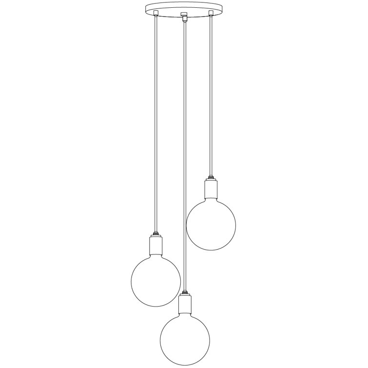 Sculptural Triple Globe LED Pendant Light with Brass Accents