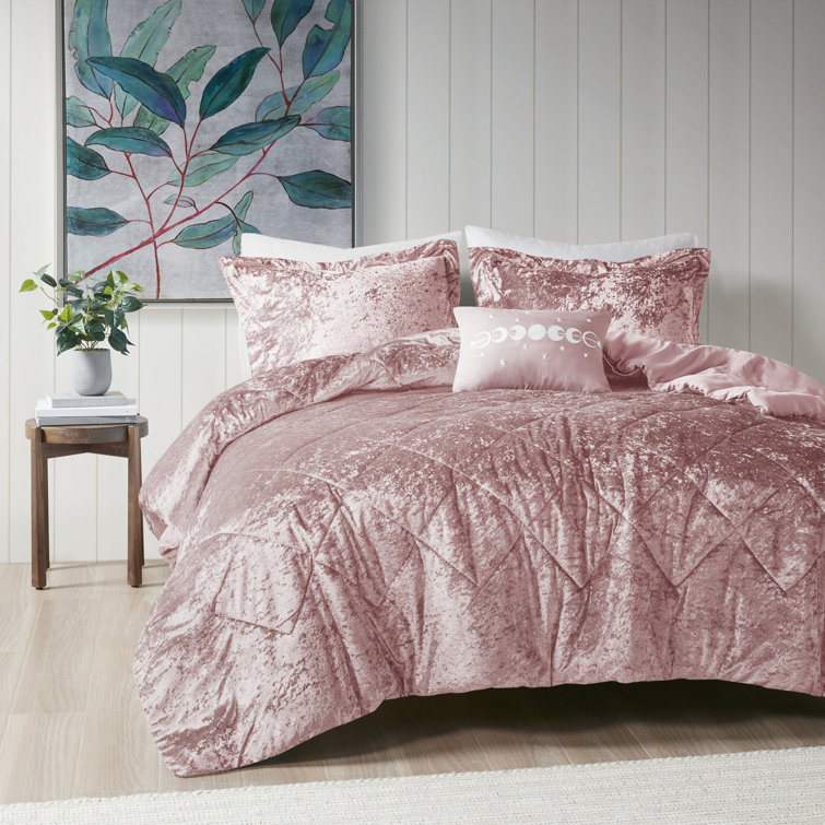 Teal Crushed Velvet Quilted Full/Queen Duvet Set