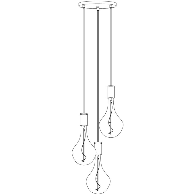 Tala Walnut Accent Triple Pendant with Soft Glow LED Bulbs