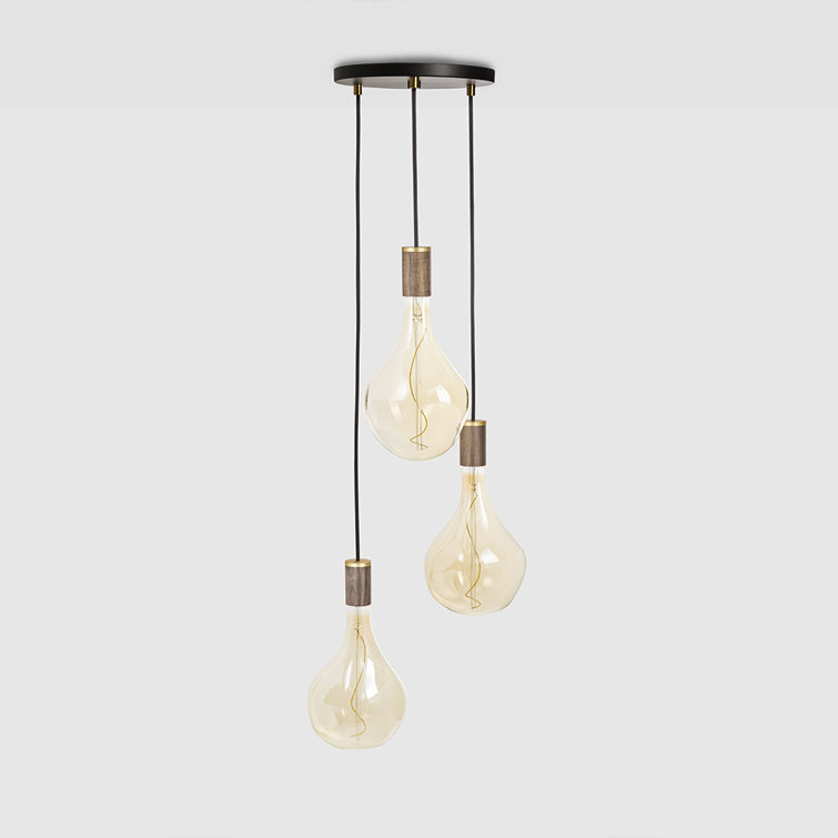 Tala Walnut Accent Triple Pendant with Soft Glow LED Bulbs