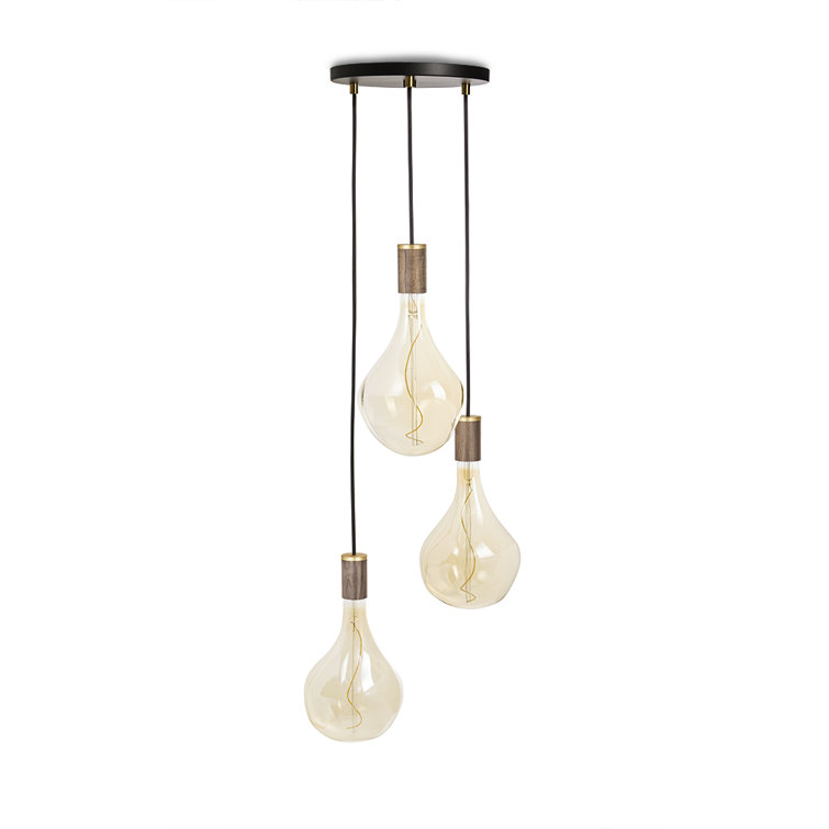 Tala Walnut Accent Triple Pendant with Soft Glow LED Bulbs