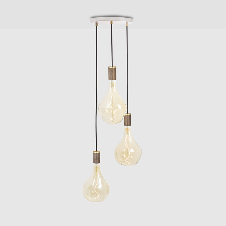 Tala Walnut Accent Triple Pendant with Soft Glow LED Bulbs