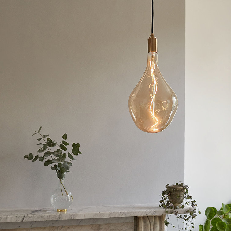 Voronoi III Brass Pendant Light with Sculptural Bulb - 13.5" Height
