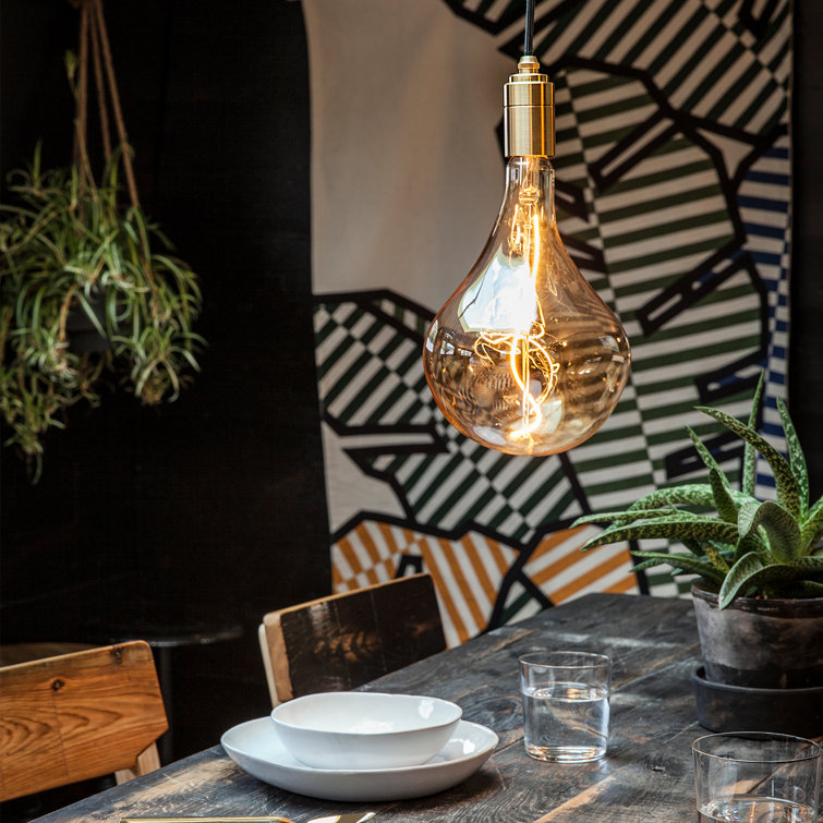 Voronoi II Brass Single Pendant with Organic LED Bulb - 11" Height