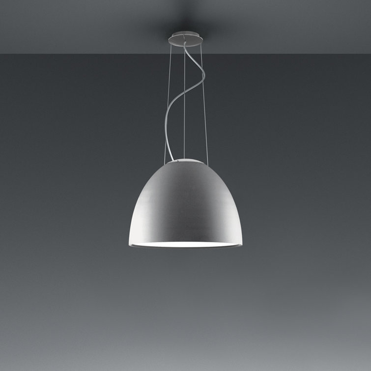 Nur Mini Gloss Dome Pendant in Silver with Orange Aluminum Shade