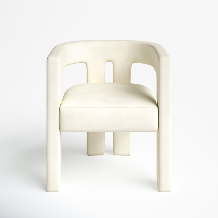 Cream Velvet Handcrafted Contemporary Arm Chair