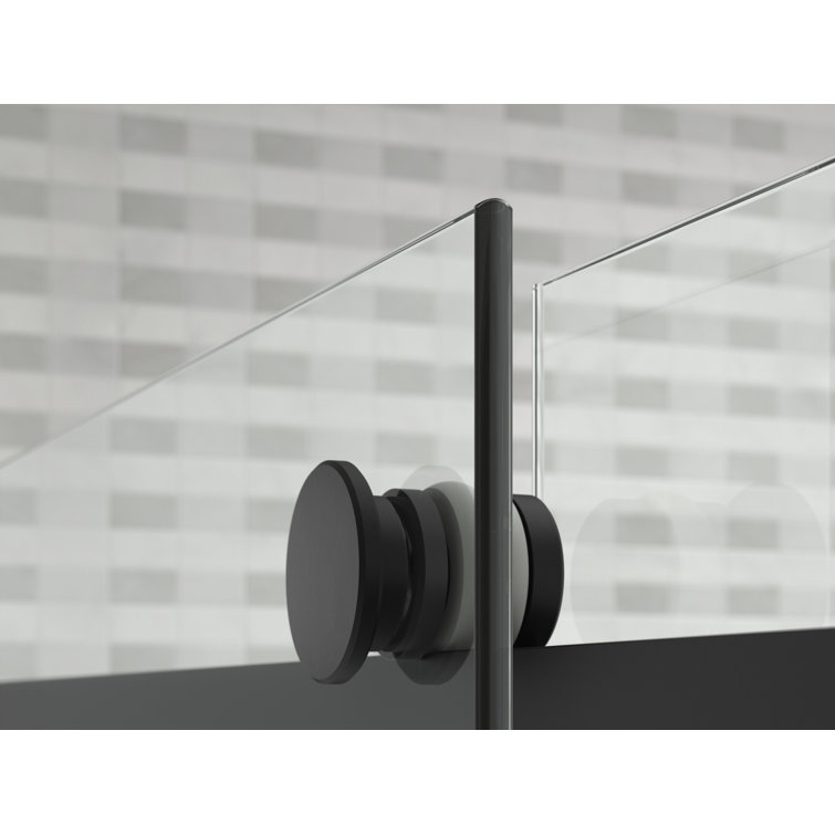 Matte Black Sliding Shower Door with Clear Glass Panels